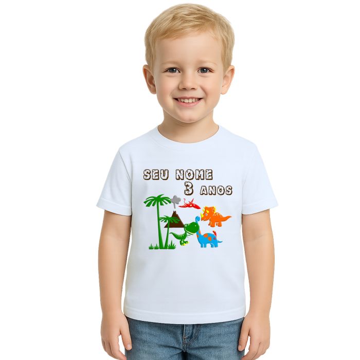 Camiseta Dinossauros Floresta Estampa Personalizada