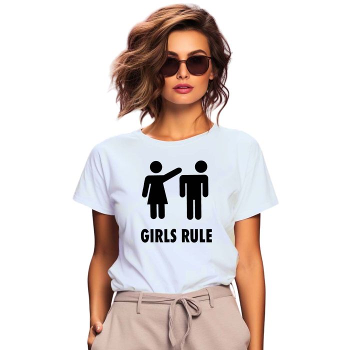 Camiseta Girls Rule Garotas Mandam Estampa Personalizada