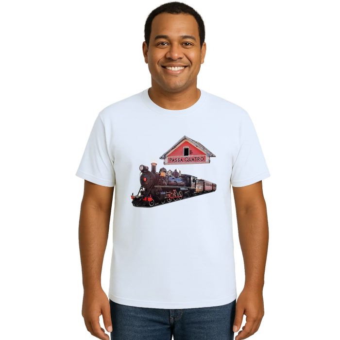 Camiseta Passa Quatro Trem Maria Fumaça Personalizada