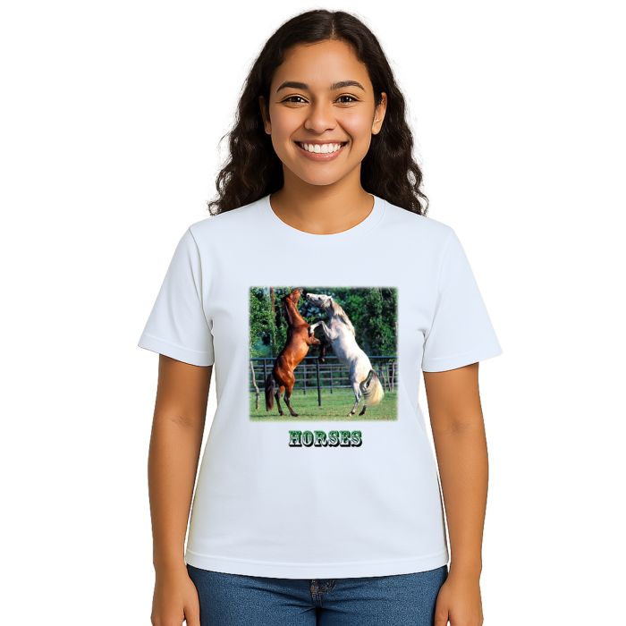 Camiseta Cavalos no Campo Estampa Personalizada