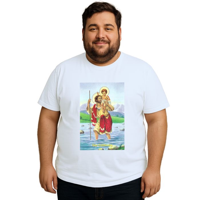 Camiseta São Cristóvão Santo Estampa Personalizada