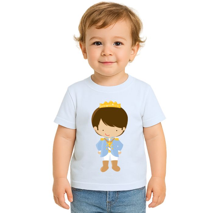 Camiseta Príncipe Criança Realeza Estampa Personalizada