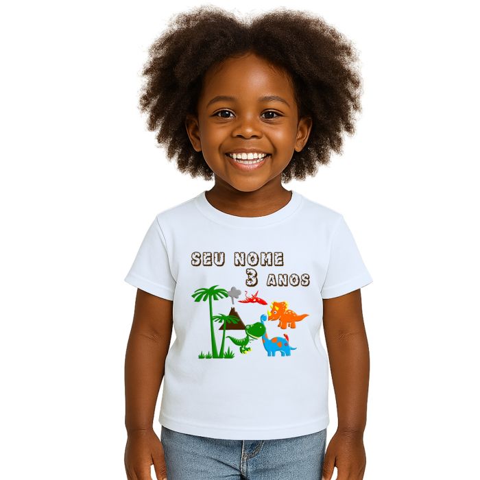 Camiseta Dinossauros Floresta Estampa Personalizada