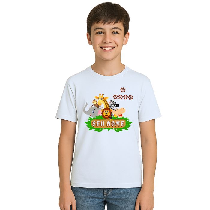 Camiseta Safari Floresta Animais Estampa Personalizada
