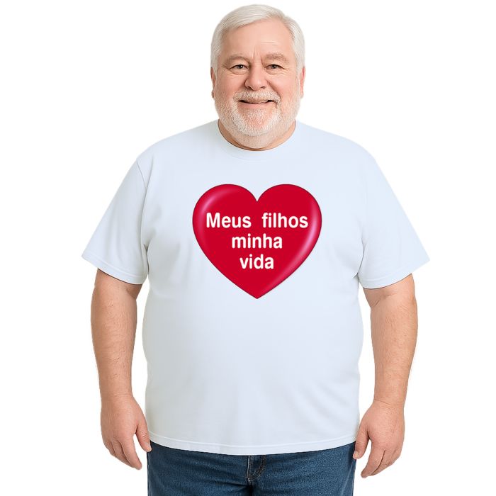 Camiseta Meus Filhos Minha Vida Coração Personalizada