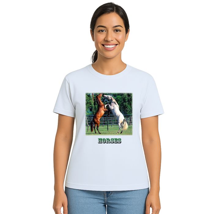 Camiseta Cavalos no Campo Estampa Personalizada