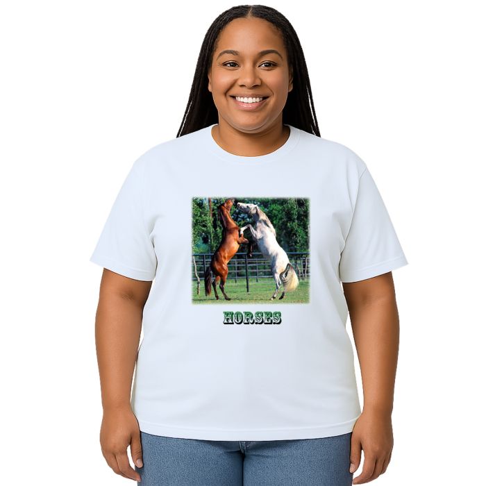 Camiseta Cavalos no Campo Estampa Personalizada