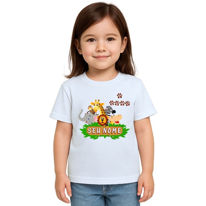 Camiseta Safari Floresta Animais Estampa Personalizada