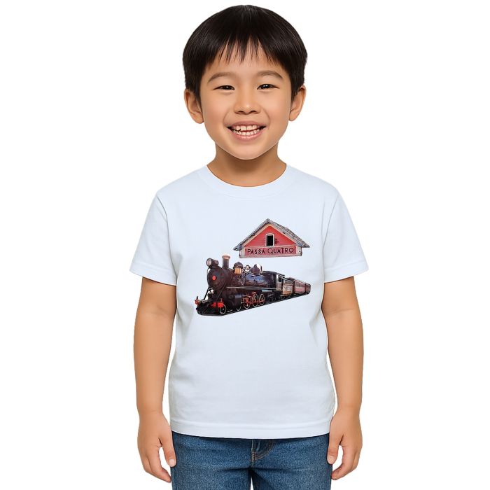 Camiseta Passa Quatro Trem Maria Fumaça Personalizada