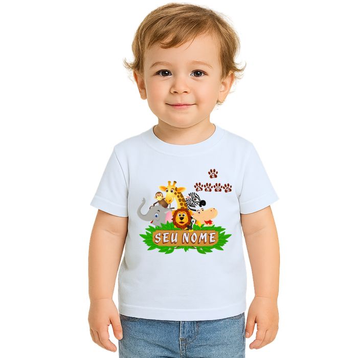 Camiseta Safari Floresta Animais Estampa Personalizada