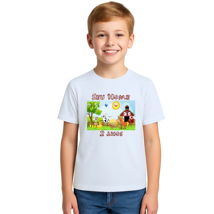 Camiseta Fazendinha Animais Estampa Personalizada