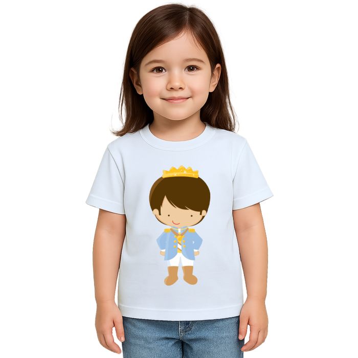 Camiseta Príncipe Criança Realeza Estampa Personalizada
