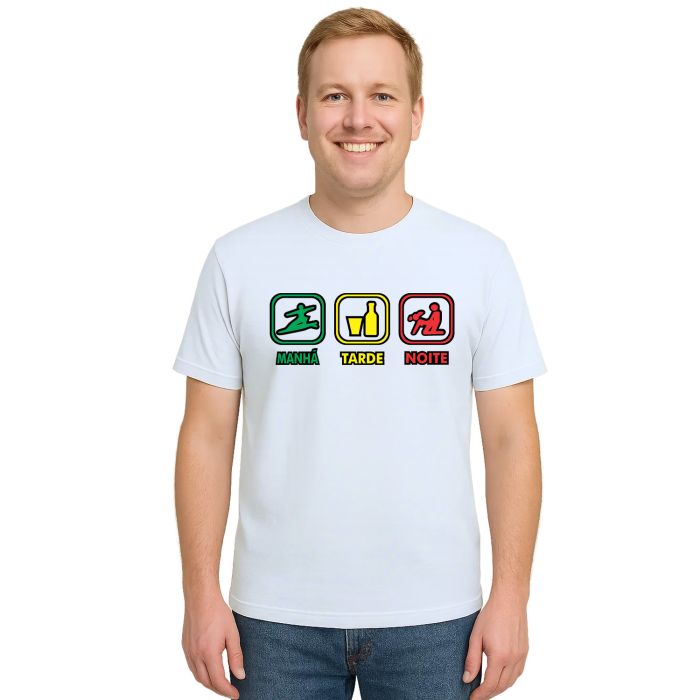 Camiseta Manhã Tarde Noite Surf Drink Sex Personalizada