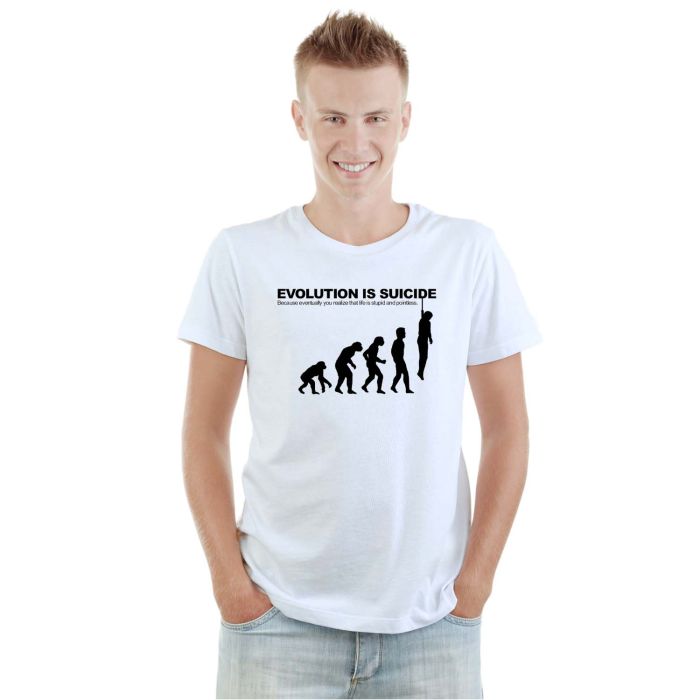 Camiseta Evolution Is Suicide Estampa Personalizada