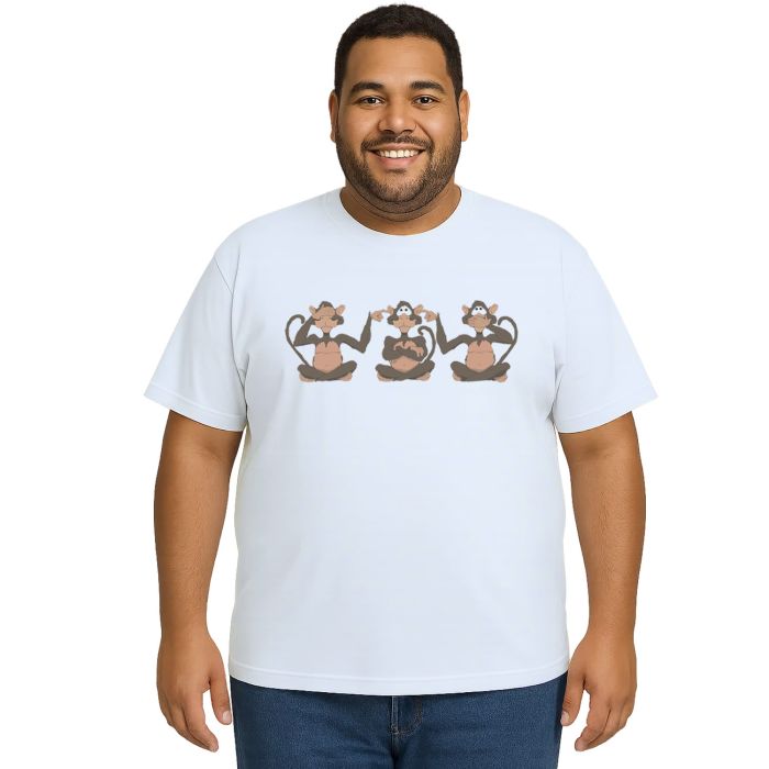 Camiseta Três Macacos Sábios Estampa Personalizada