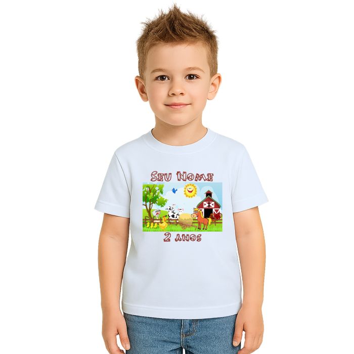 Camiseta Fazendinha Animais Estampa Personalizada