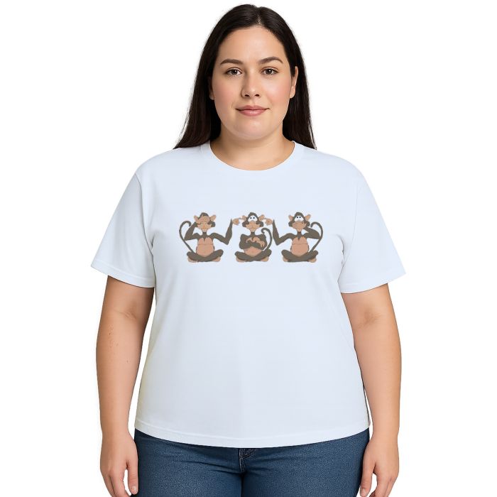 Camiseta Três Macacos Sábios Estampa Personalizada