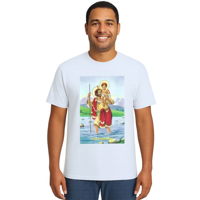 Camiseta São Cristóvão Santo Estampa Personalizada