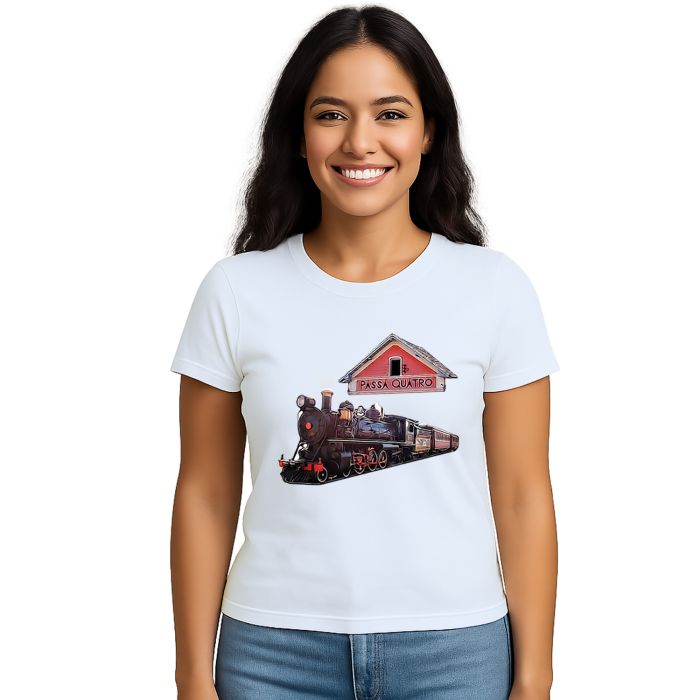 Camiseta Passa Quatro Trem Maria Fumaça Personalizada