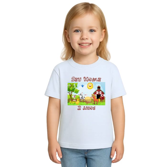 Camiseta Fazendinha Animais Estampa Personalizada