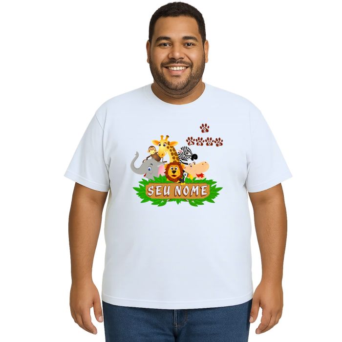 Camiseta Safari Floresta Animais Estampa Personalizada