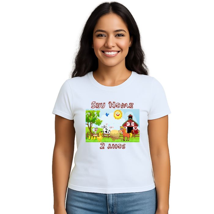 Camiseta Fazendinha Animais Estampa Personalizada