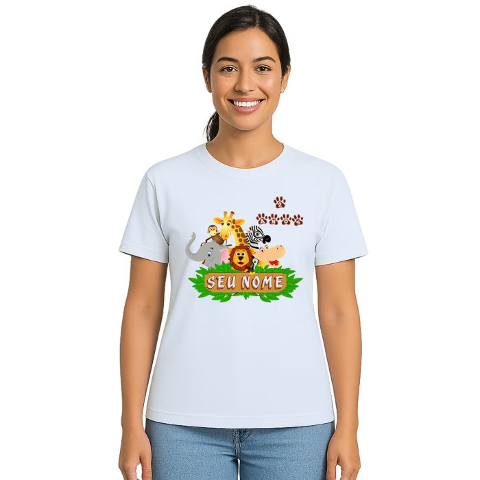 Camiseta Safari Floresta Animais Estampa Personalizada