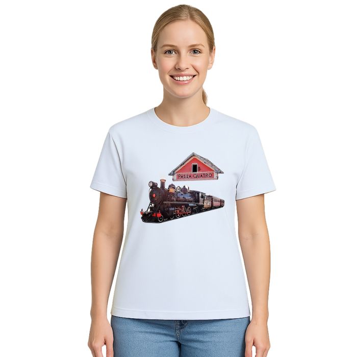 Camiseta Passa Quatro Trem Maria Fumaça Personalizada