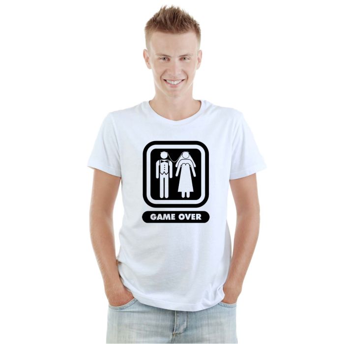 Camiseta Casamento Game Over Estampa Personalizada Algodão