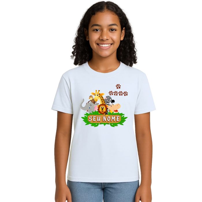 Camiseta Safari Floresta Animais Estampa Personalizada