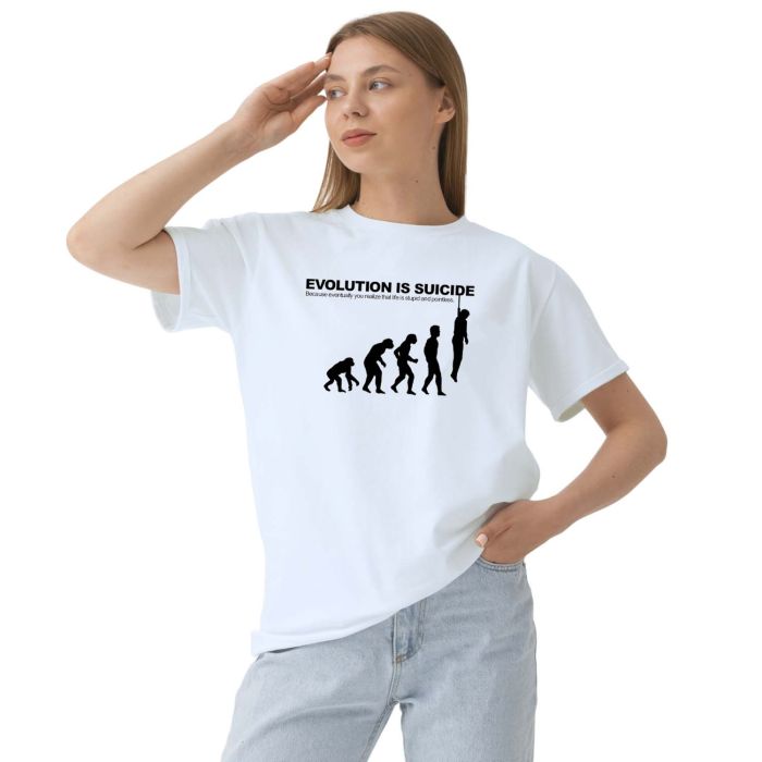 Camiseta Evolution Is Suicide Estampa Personalizada