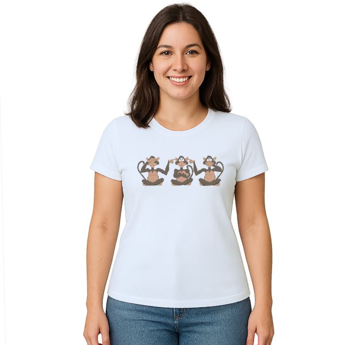 Camiseta Três Macacos Sábios Estampa Personalizada