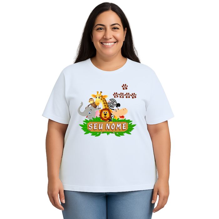 Camiseta Safari Floresta Animais Estampa Personalizada