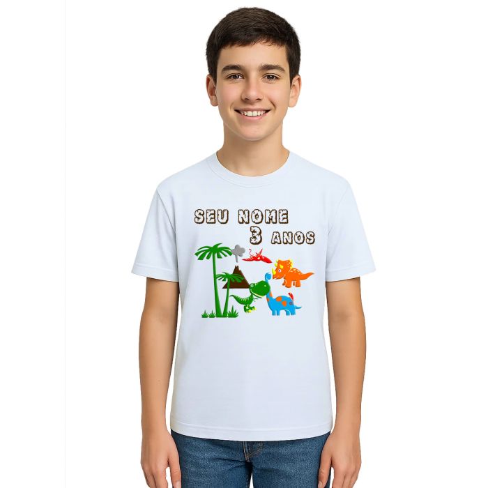 Camiseta Dinossauros Floresta Estampa Personalizada