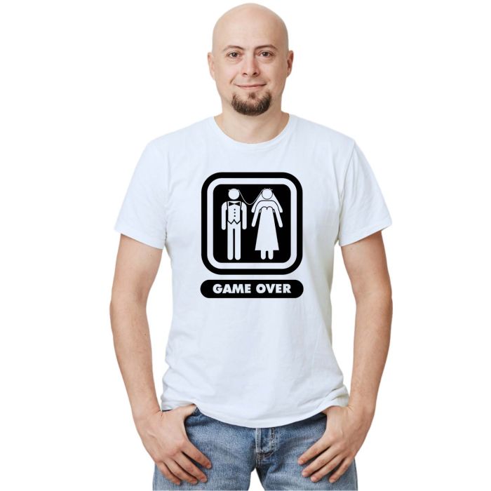 Camiseta Casamento Game Over Estampa Personalizada Algodão