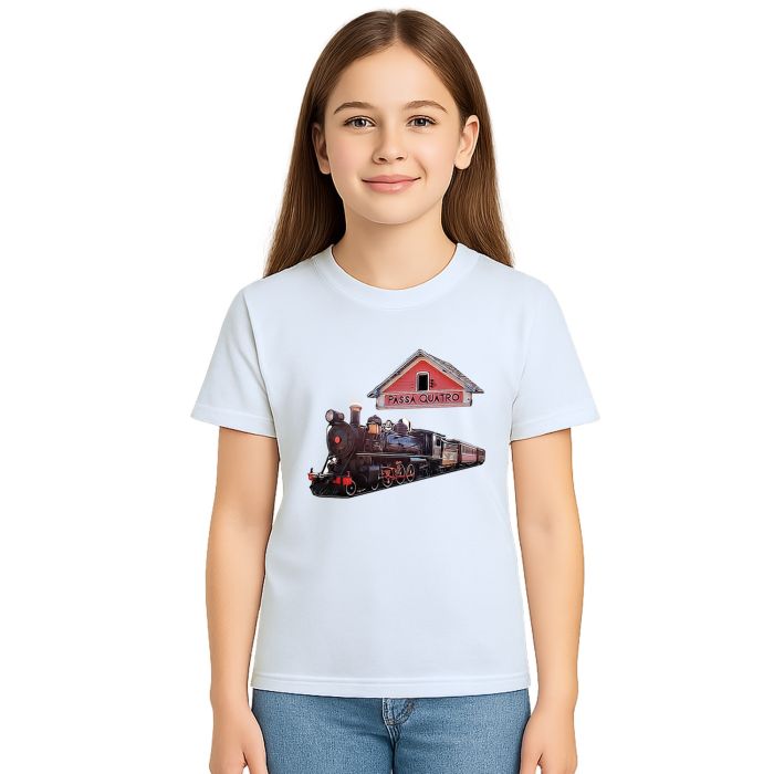 Camiseta Passa Quatro Trem Maria Fumaça Personalizada