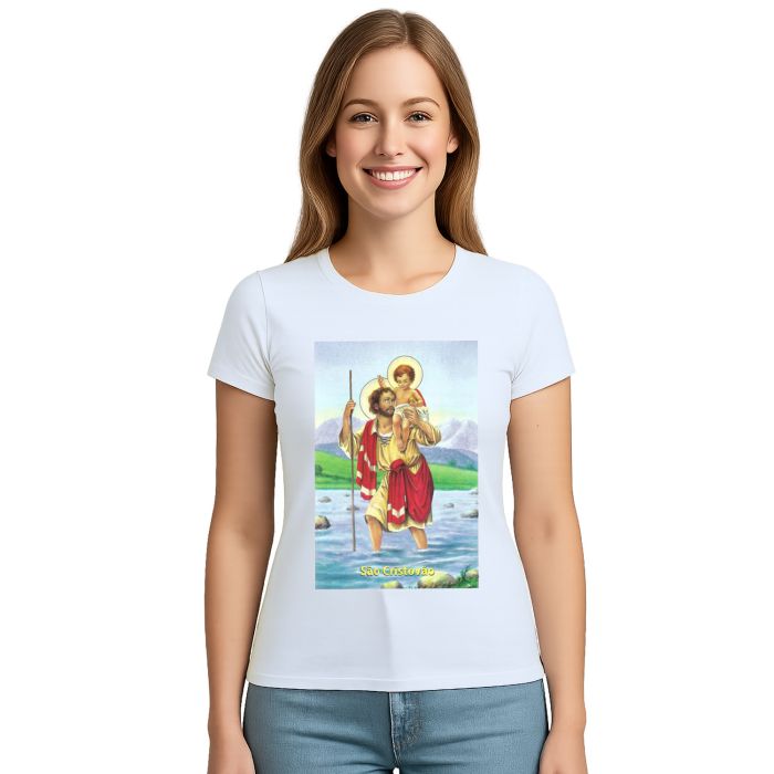 Camiseta São Cristóvão Santo Estampa Personalizada