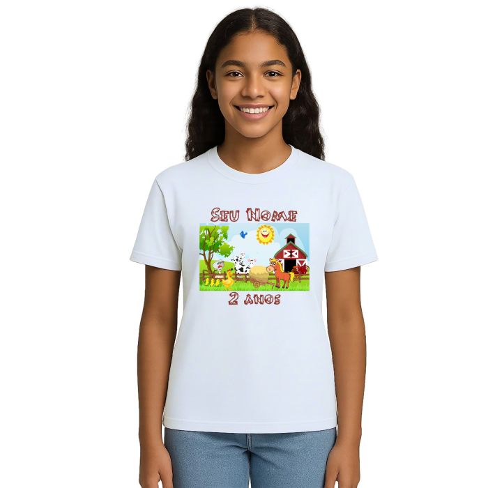 Camiseta Fazendinha Animais Estampa Personalizada