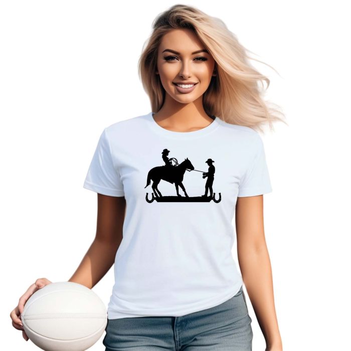 Camiseta Cowgirl Laçando Cowboy Estampa Personalizada