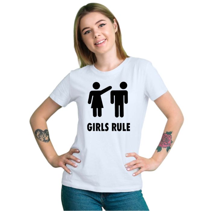 Camiseta Girls Rule Garotas Mandam Estampa Personalizada