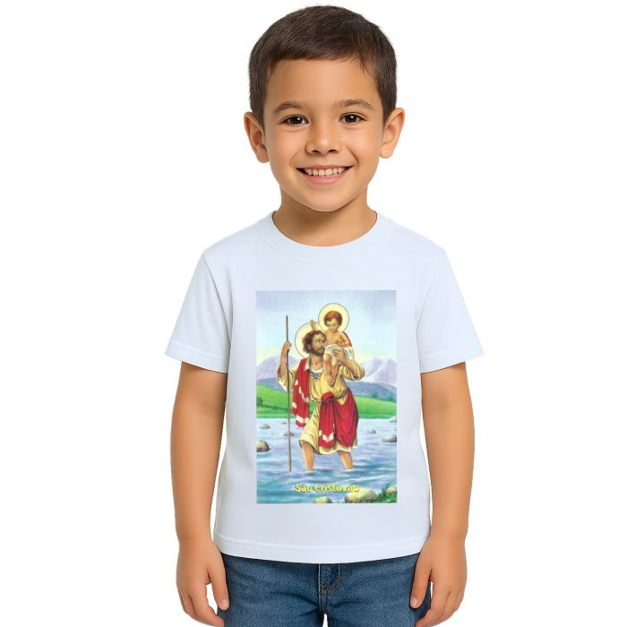 Camiseta São Cristóvão Santo Estampa Personalizada