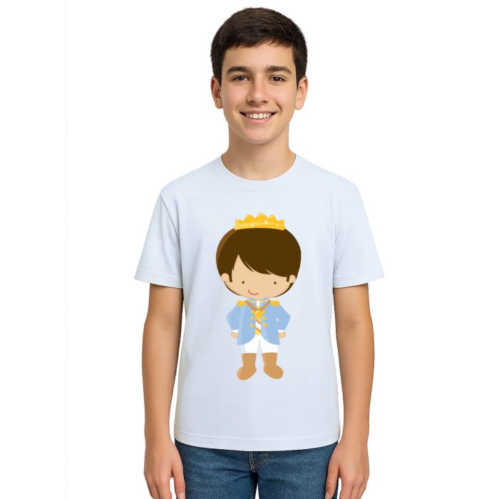 Camiseta Príncipe Criança Realeza Estampa Personalizada