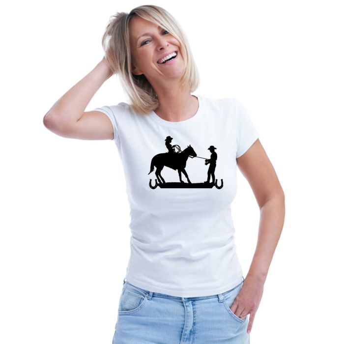 Camiseta Cowgirl Laçando Cowboy Estampa Personalizada
