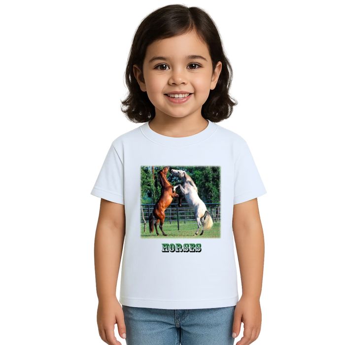 Camiseta Cavalos no Campo Estampa Personalizada