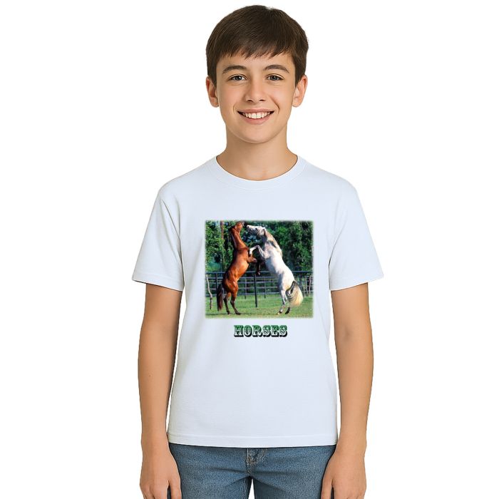 Camiseta Cavalos no Campo Estampa Personalizada