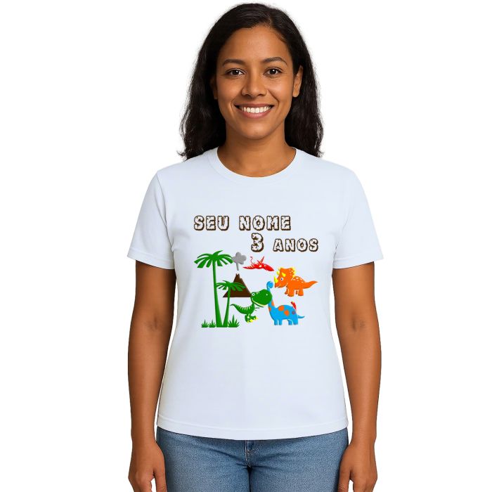 Camiseta Dinossauros Floresta Estampa Personalizada
