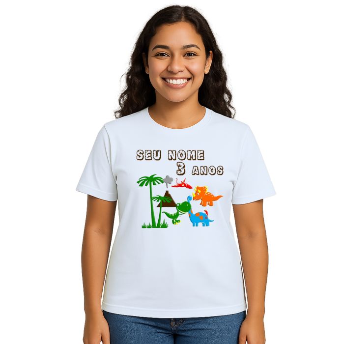 Camiseta Dinossauros Floresta Estampa Personalizada