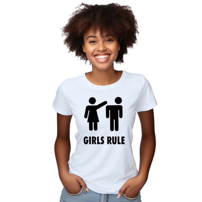 Camiseta Girls Rule Garotas Mandam Estampa Personalizada
