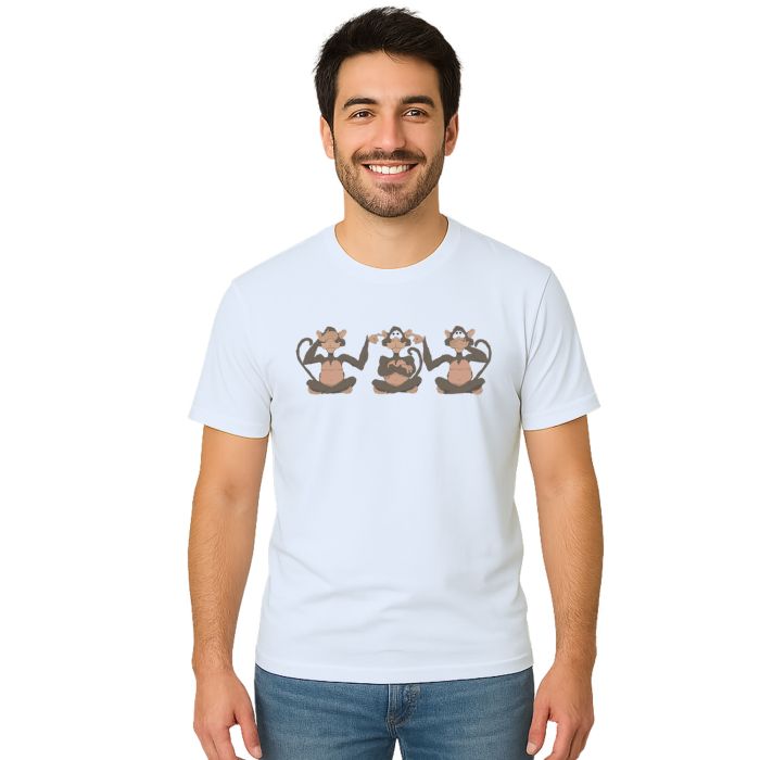 Camiseta Três Macacos Sábios Estampa Personalizada
