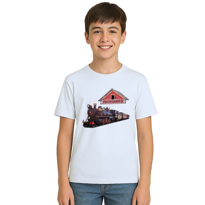 Camiseta Passa Quatro Trem Maria Fumaça Personalizada